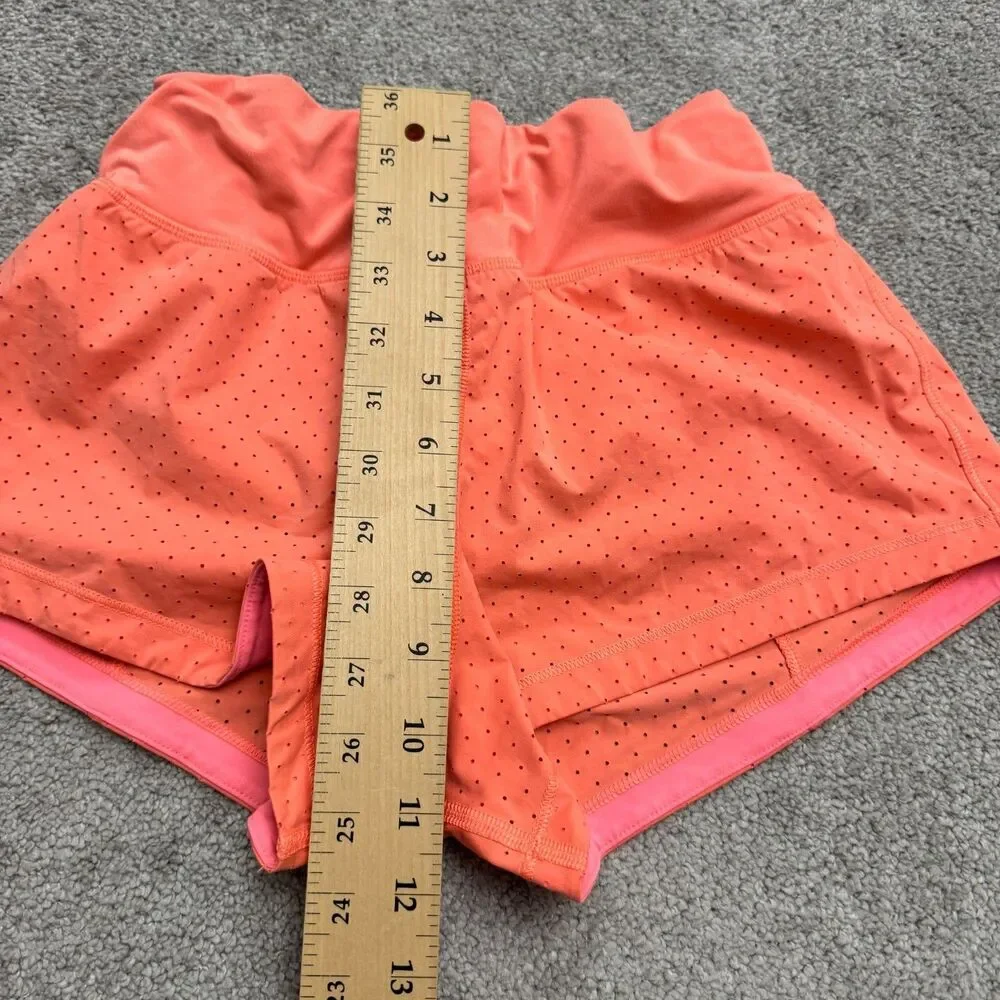 Lululemon Hotty Hot Running Shorts Women 4 Orange Perforated Athletic Active Run
